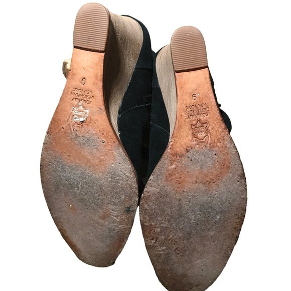 BLACK LEATHER WEDGE NEW YORK DESIGNER - Picture 14 of 14